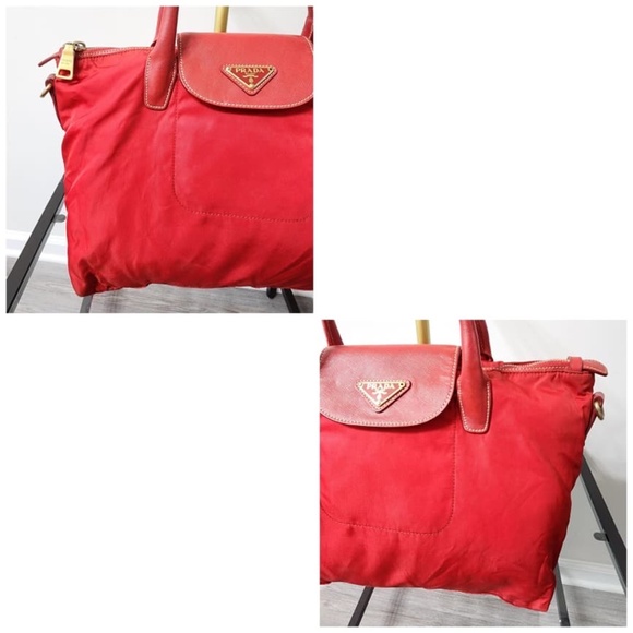 Authentic Prada Nylon Saffiano-Trimmed Tessuto Tote Red - Picture 5 of 8